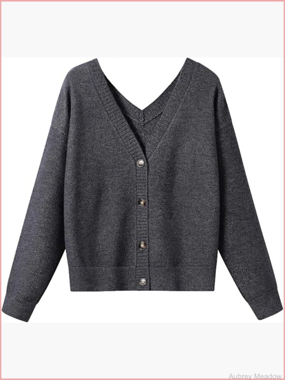 Double V-Neck Long Sleeve Button Cardigan - Soft Knit